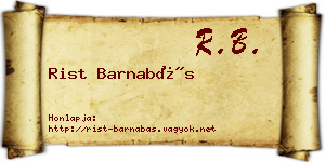 Rist Barnabás névjegykártya